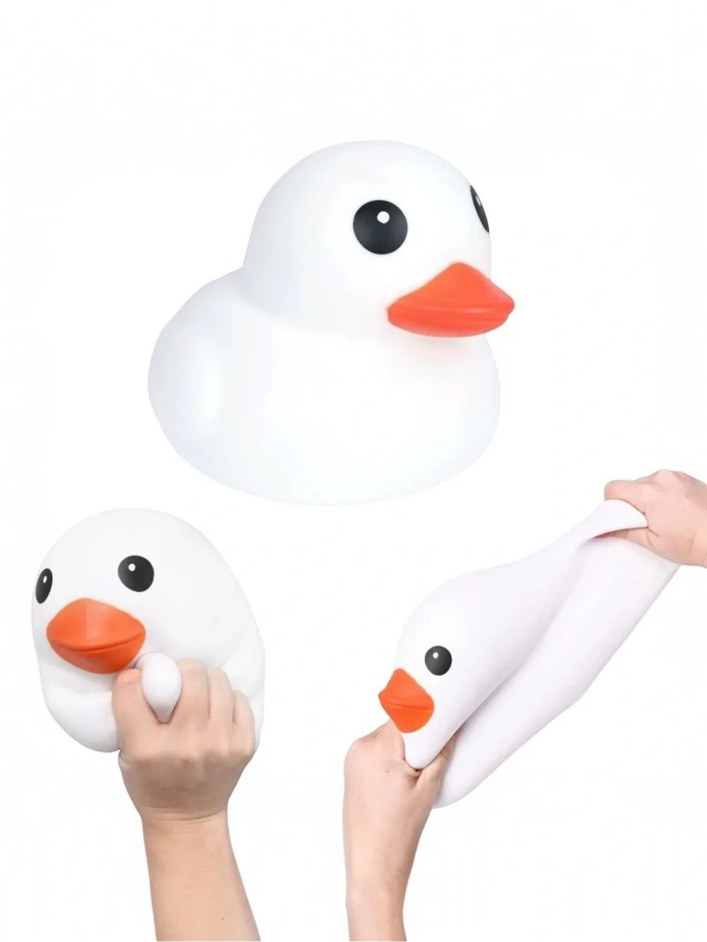 NWT Sunny Days Squeezy Americana Jumbo White Squishy Duck Stress Ball Toy 6”